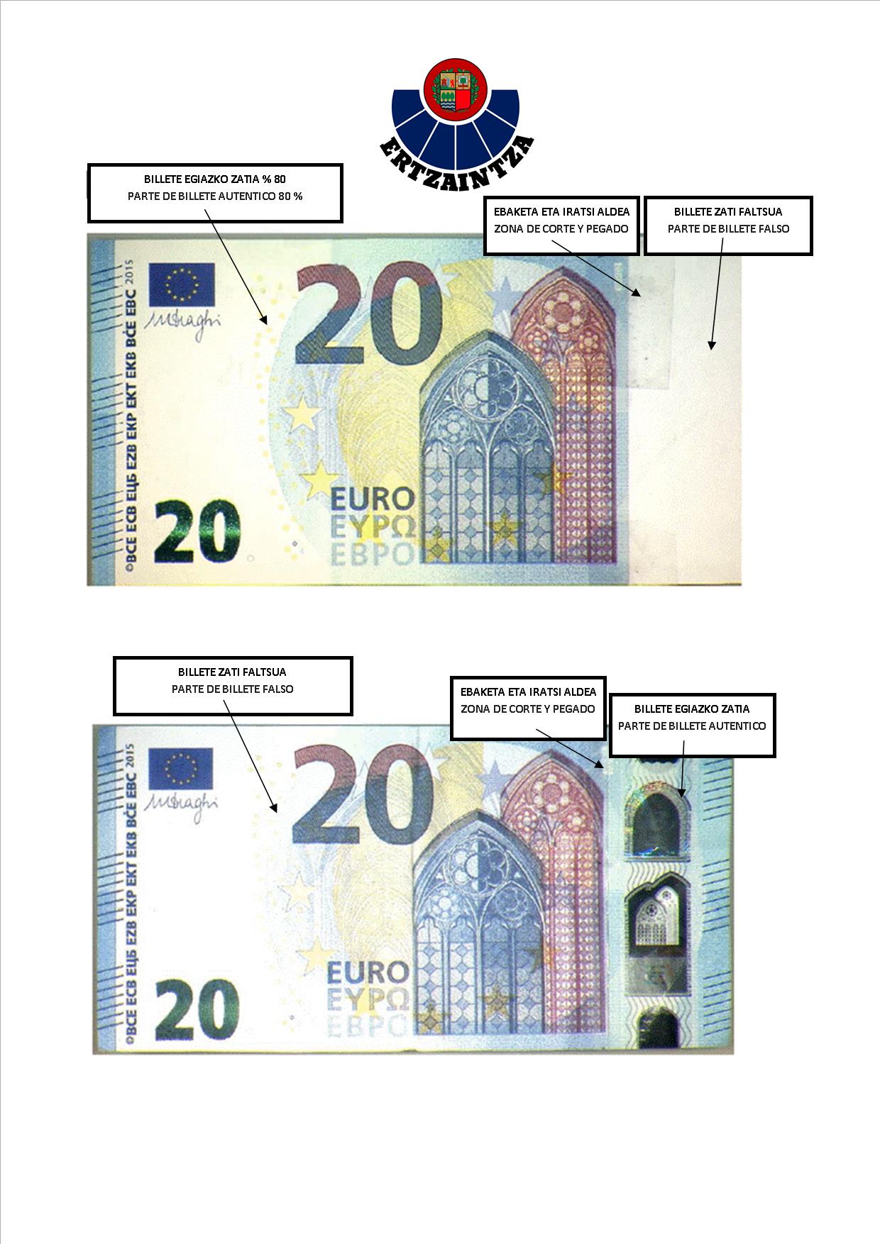 Alerta de la Ertzaintza: Se han detectado billetes falsos de 20 euros en  Bizkaia - GipuzkoaGaur - Actualidad de Gipuzkoa