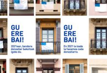 Los donostiarras realizarán la izada en sus balcones