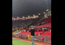 Agradecimiento de Imanol a los aficionados de la Real que se trasladaron a Manchester