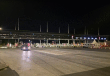 Corte nocturno en el peaje de Biriatou por obras en la A-63